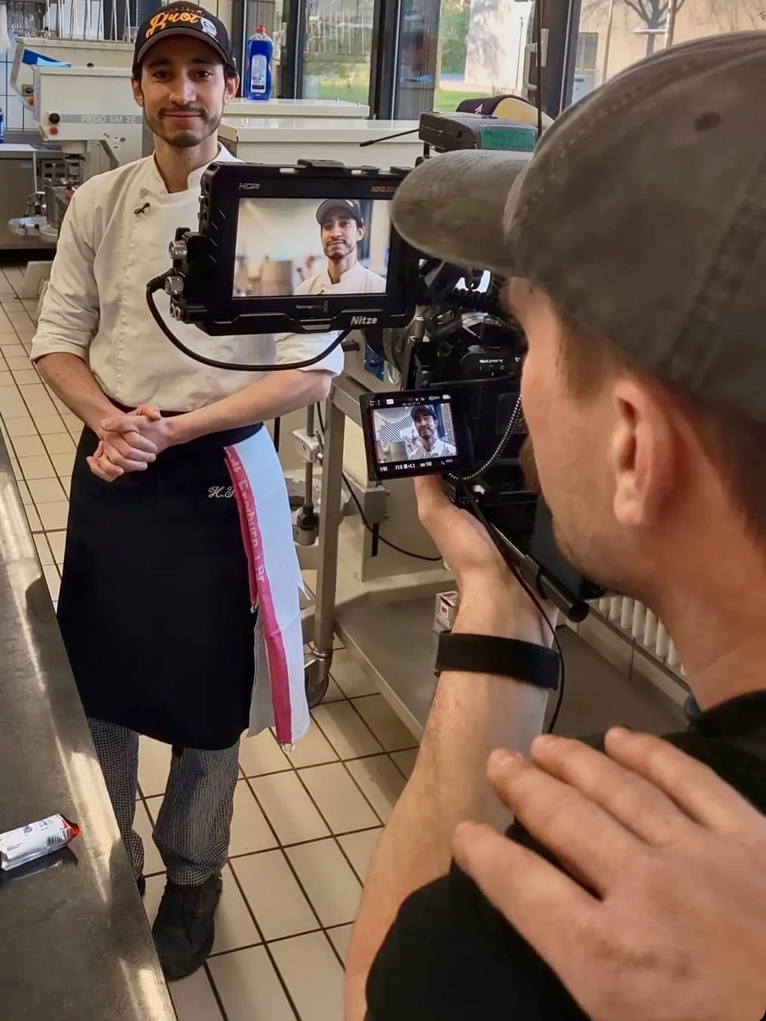 Karam being filmed in the pastry kitchen