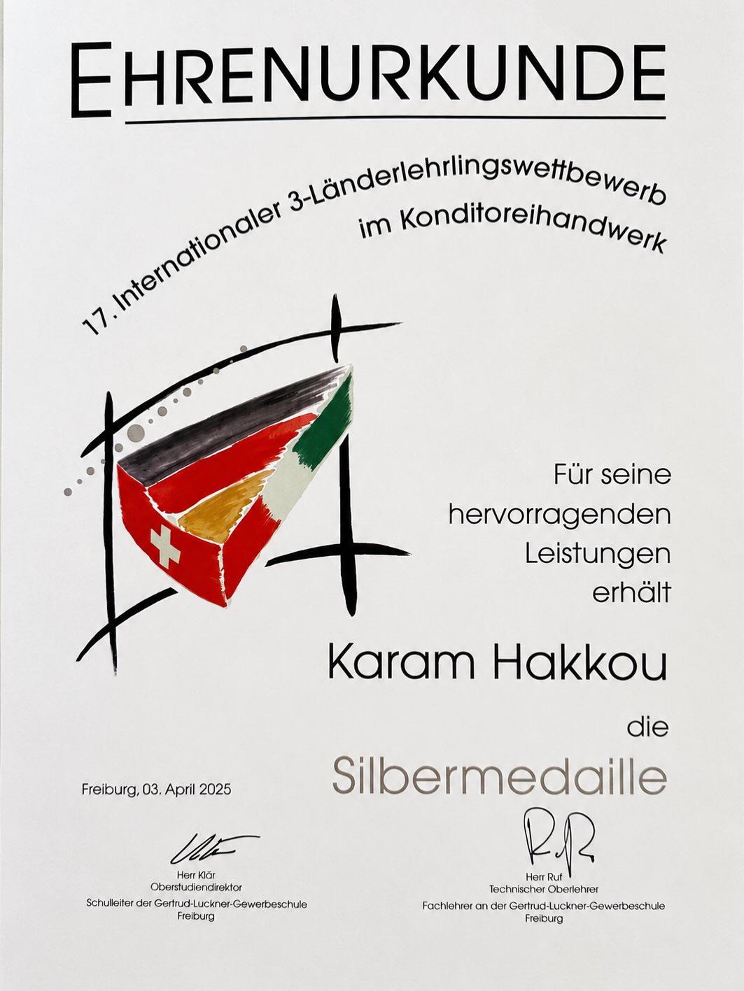 Certificate of honour, silver medal, 17th Three-Country competition